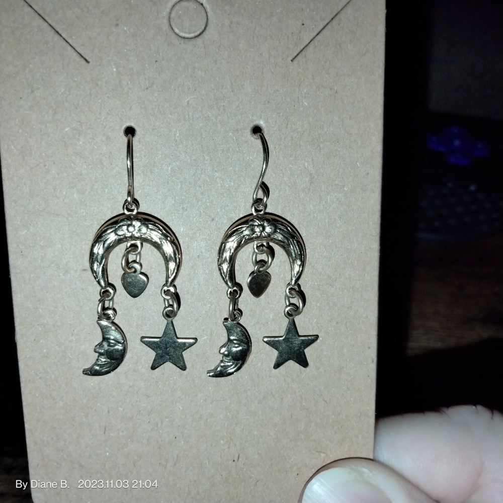Silver Stars and Moon Earrings